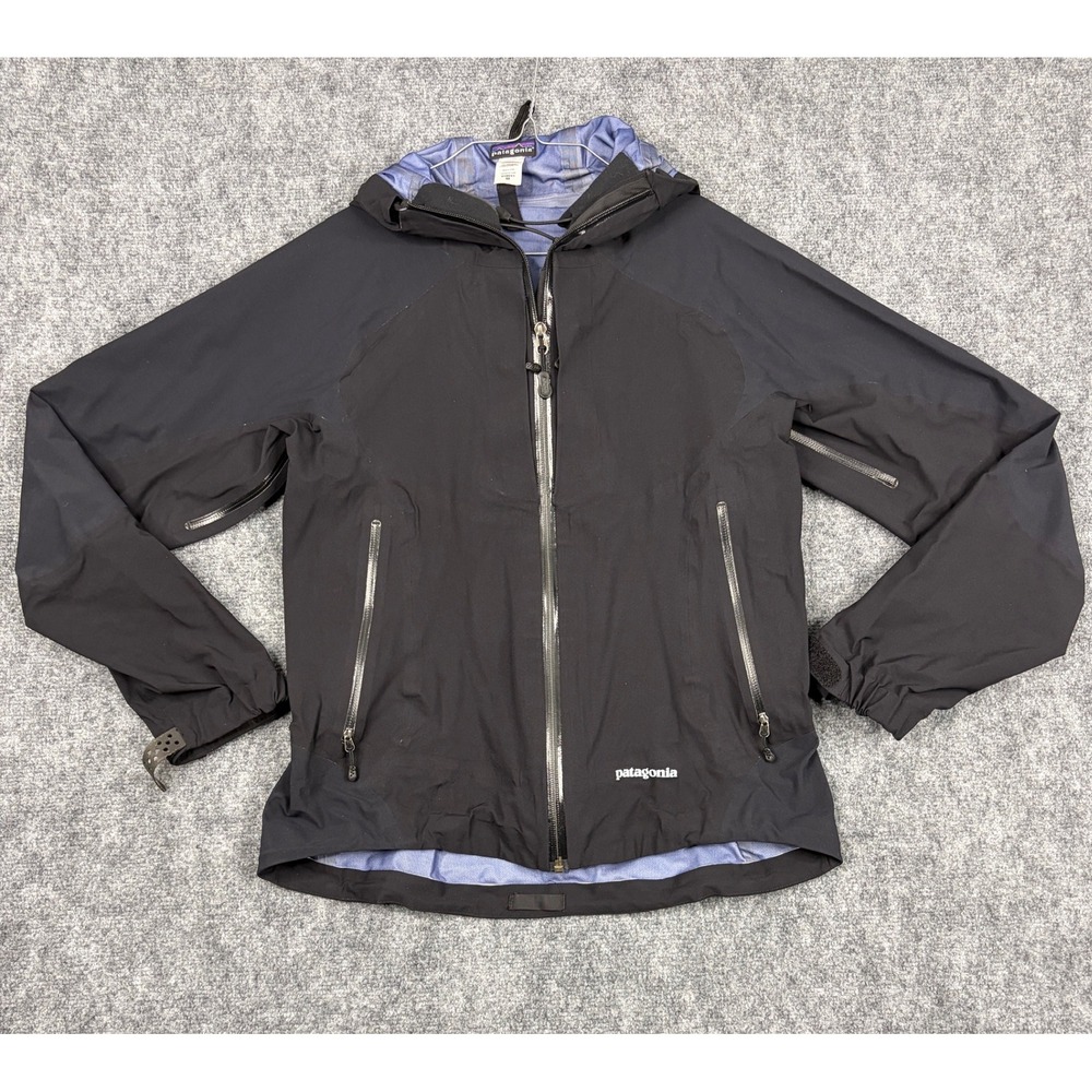 Patagonia H2No Shell Jacket Womens Medium Black Hooded Rain Coat 83241F6